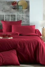 Cearșaf cu elastic Elysee 160X200 cm, culoare Roșu, 100% bumbac OEKO TEX - imagine 3