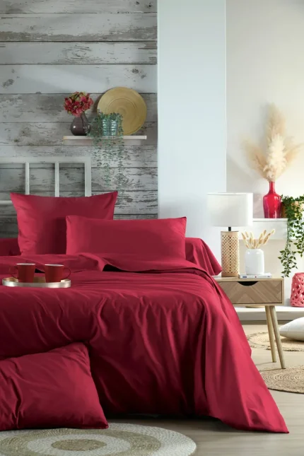 Cearșaf cu elastic Elysee 160X200 cm, culoare roșu, 100% bumbac - imagine 7