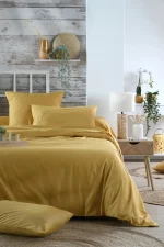 Cearșaf cu elastic Elysee 180X200 cm, culoare Mustar, 100% bumbac OEKO TEX - imagine 2