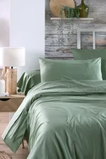 Cearșaf cu elastic Elysee 180X200 cm, culoare gri verde, 100% bumbac - imagine 5