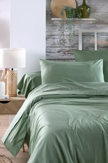 Cearșaf cu elastic Elysee 180X200 cm, culoare gri verde, 100% bumbac - imagine 5