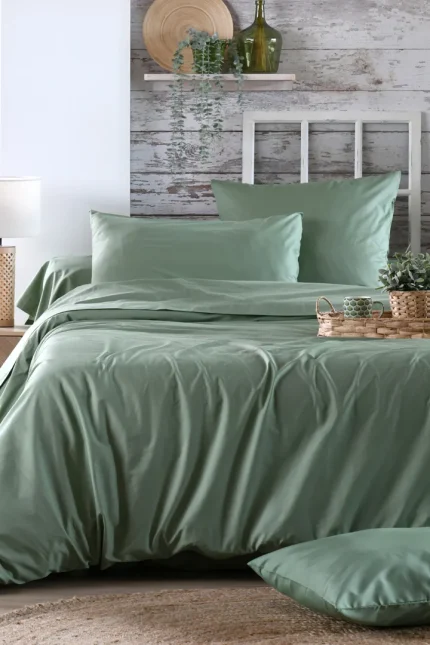 Cearșaf cu elastic Elysee 180X200 cm, culoare gri verde, 100% bumbac - imagine 6