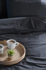 Cearșaf cu elastic Elysee 180X200 cm, culoare antracit, 100% bumbac - imagine 2