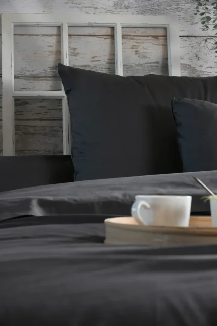 Cearșaf cu elastic Elysee 180X200 cm, culoare antracit, 100% bumbac - imagine 4