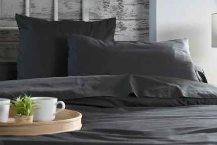 Cearșaf cu elastic Elysee 180X200 cm, culoare antracit, 100% bumbac - imagine 5