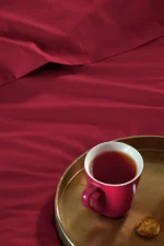 Cearșaf cu elastic Elysee 180X200 cm, culoare Roșu, 100% bumbac OEKO TEX - imagine 5