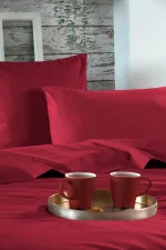 Cearșaf cu elastic Elysee 180X200 cm, culoare roșu, 100% bumbac - imagine 5