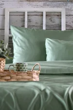 Cearsaf de pilotă Elysee pat dublu 240X220 cm, culoare Verde, 100% bumbac OEKO TEX - imagine 3