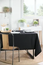 Față de masă Nelson 145X240 cm, culoare negru, 100% poliester - imagine 2