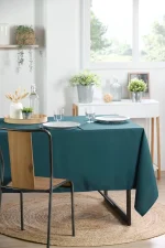 Față de masă Nelson 145X300 cm, culoare turcoaz, 100% poliester - imagine 2