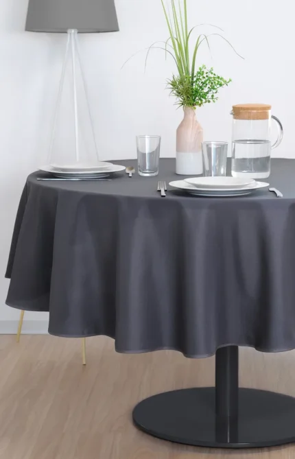Față de masă Nelson 180 Cm Diametru, culoare antracit, 100% poliester - imagine 2