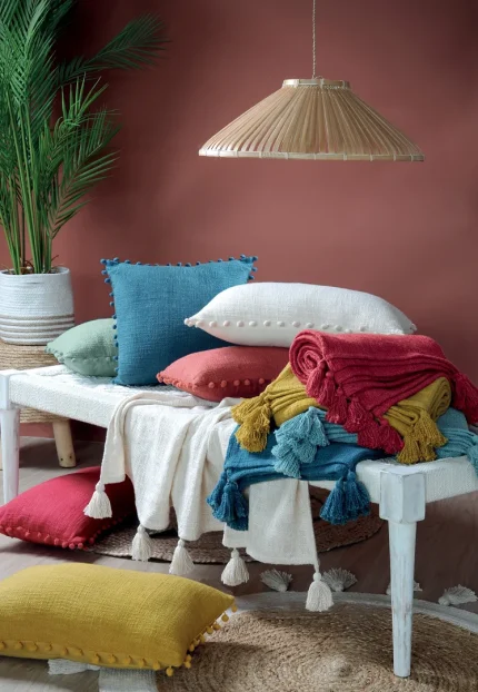 Pătură Sanchez 125X150 cm, culoare roșu, 100% bumbac - imagine 2