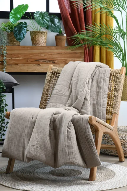 Pătură Coline 125X150 cm, culoare natural, 100% bumbac - imagine 4