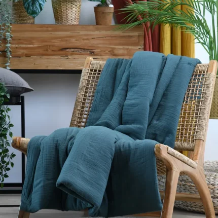 Pătură Coline 125X150 cm, culoare Verde petrol, 100% bumbac