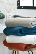 Pătură Clayton 130X160 cm, culoare natural, 100% poliester - imagine 3