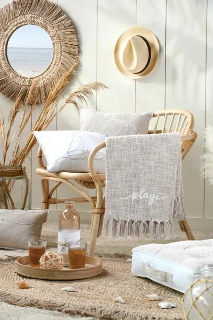 Pătură Dunes 125X150 cm, culoare natural, 45% poliester 55% bumbac - imagine 4