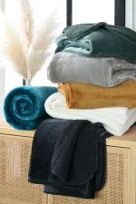 Pătură Michigan 180X220 cm, culoare verde, 100% poliester - imagine 3