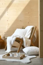 Pătură Brume 180X220 cm, culoare crem, 100% poliester - imagine 4