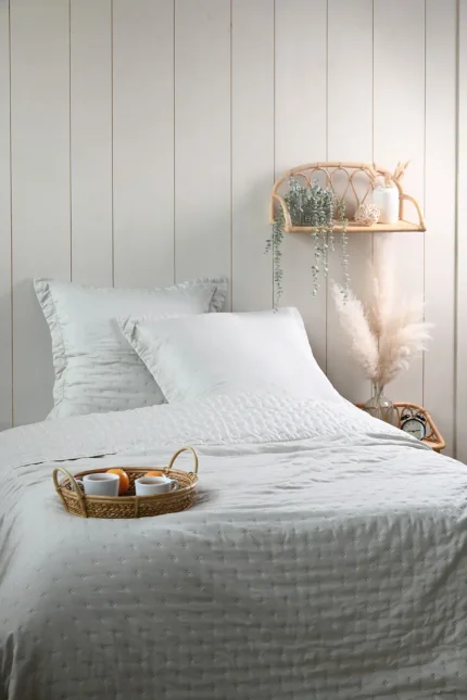 Cuvertură matlasată Cleo 260X240 cm, culoare natural, 100% poliester - imagine 5