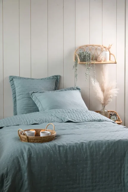 Cuvertură matlasată Cleo 260X240 cm, culoare verde pastel, 100% poliester - imagine 5