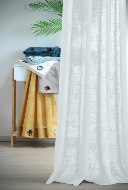 Perdea Ontario 135X260 cm, culoare alb, 100% poliester - imagine 3