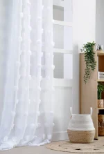 Perdea Pompinou 135X260 cm, culoare alb, 100% poliester - imagine 3