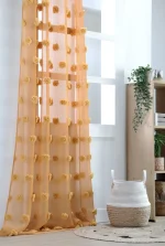 Perdea Pompinou 135X260 cm, culoare muștar, 100% poliester - imagine 3