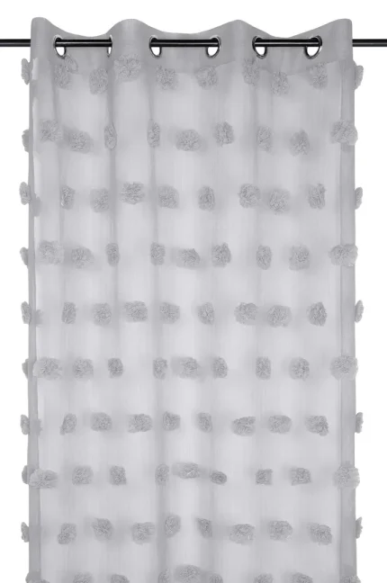 Perdea Pompinou 135X260 cm, culoare gri perlă, 100% poliester - imagine 2
