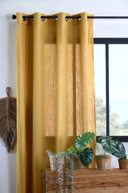 Draperie Coline 140X260 cm, culoare muștar, 100% bumbac - imagine 4