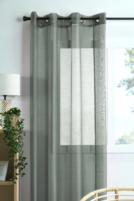 Perdea Linwood 140X260 cm, culoare gri verde, 100% poliester - imagine 2