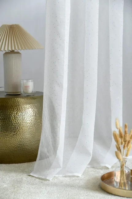 Perdea Stacy 135X260 cm, culoare alb, 100% poliester - imagine 4