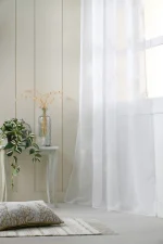 Perdea Blowing 140X260 cm, culoare alb, 100% poliester - imagine 3